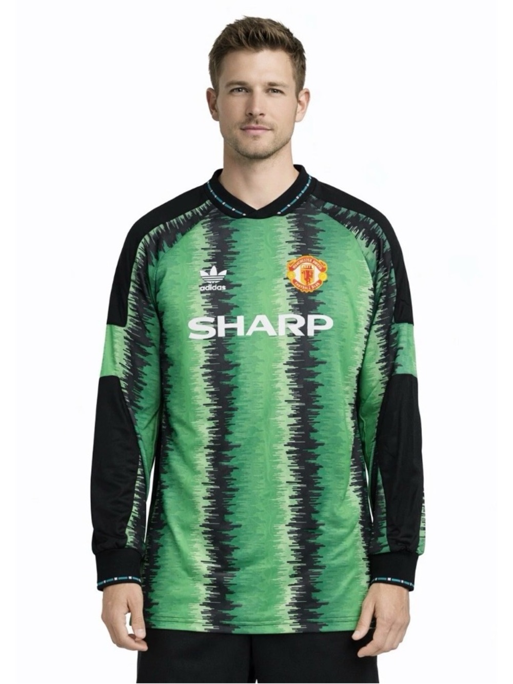 Adidas Manchester United Green Long-Sleeve Goalkeeper Jersey 90-91 retro Medium